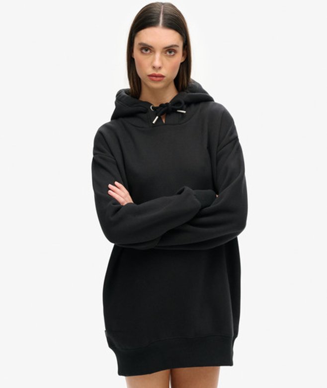 Biologisch Katoenen Sweatjurk met Geborduurd Logo Zwart Grootte: XS/S