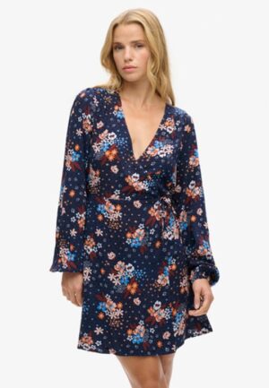 Mini-wikkeljurk met Print Blauw Grootte: 36