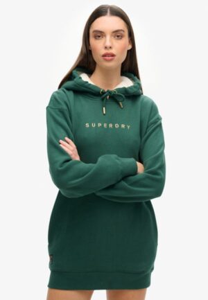 Luxe Hoodiejurk met Metallic Logo Groen Grootte: 6-8