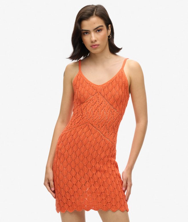 Gehaakte Cami Mini-jurk Cream Grootte: 44