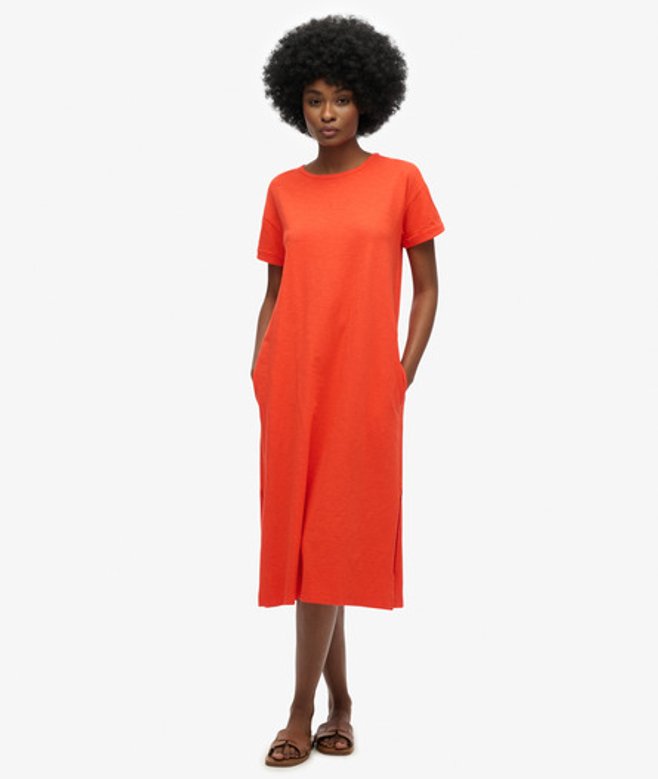 Midi T-shirtjurk Orange Grootte: 36