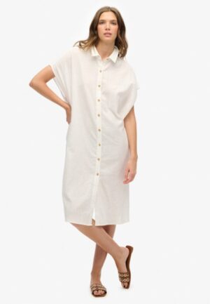 Oversized Midi-overhemdjurk White Grootte: 44