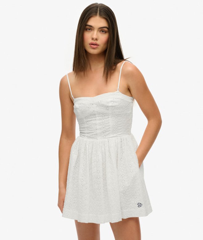 Minicami-jurk met Broderie White Grootte: 44