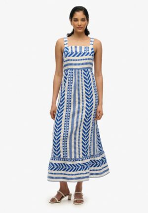 Statement Gelaagde Maxi-jurk Blue Grootte: 36