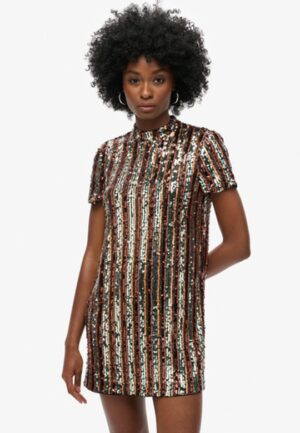 Mini T-shirtjurk met Pailletten Silver Grootte: 36