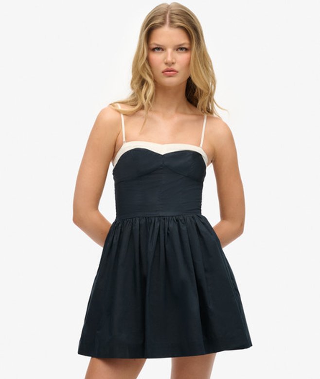 Korset Cami Mini-jurk Blauw Grootte: 40