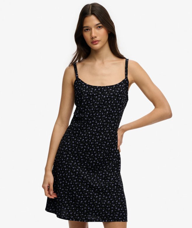 Geprinte Cami Minijurk Black Grootte: 38
