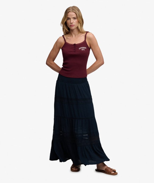 Ibiza Maxi Rok Blauw Grootte: 44